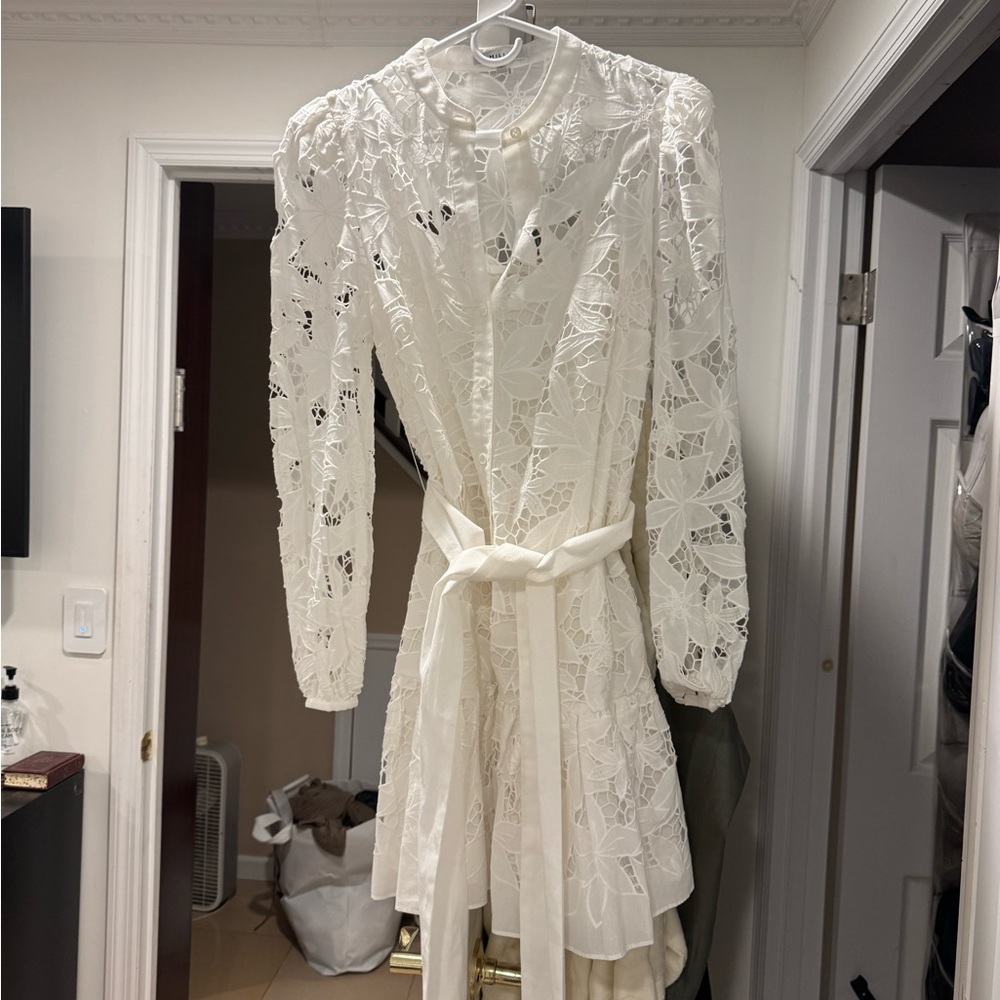 Milly Ivory Lace Long Sleeve Dress